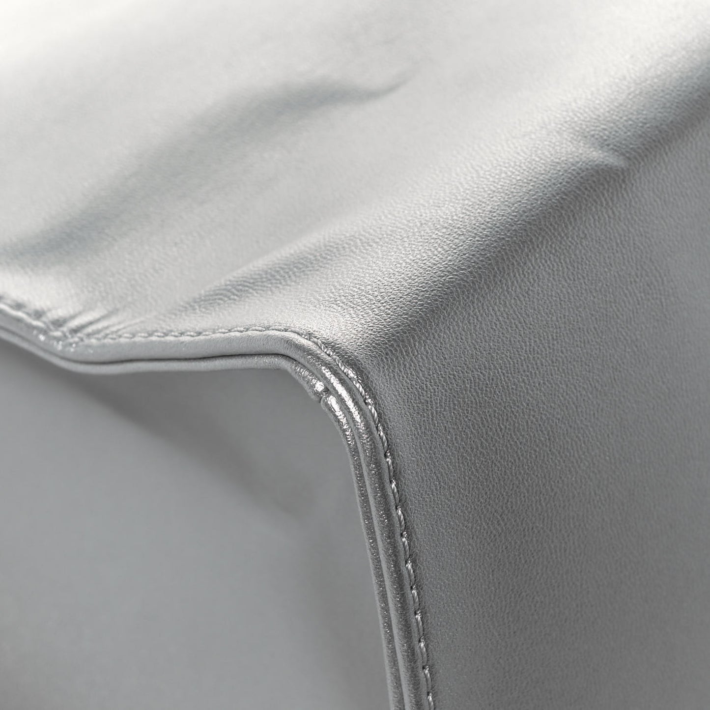 Metallic Vegan Leather Medium Shopping Bag Silver