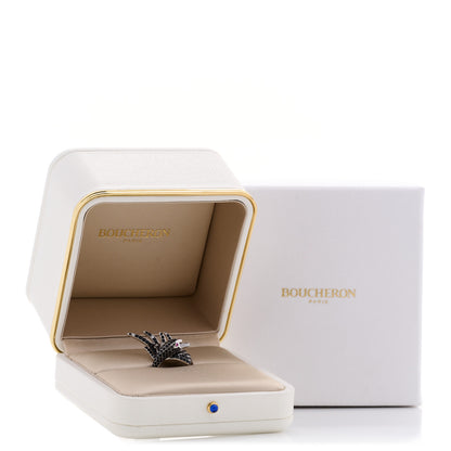 Boucheron 18K White Gold Diamond Black Sapphire Ruby Cypris Ring 52 6 7 of 7