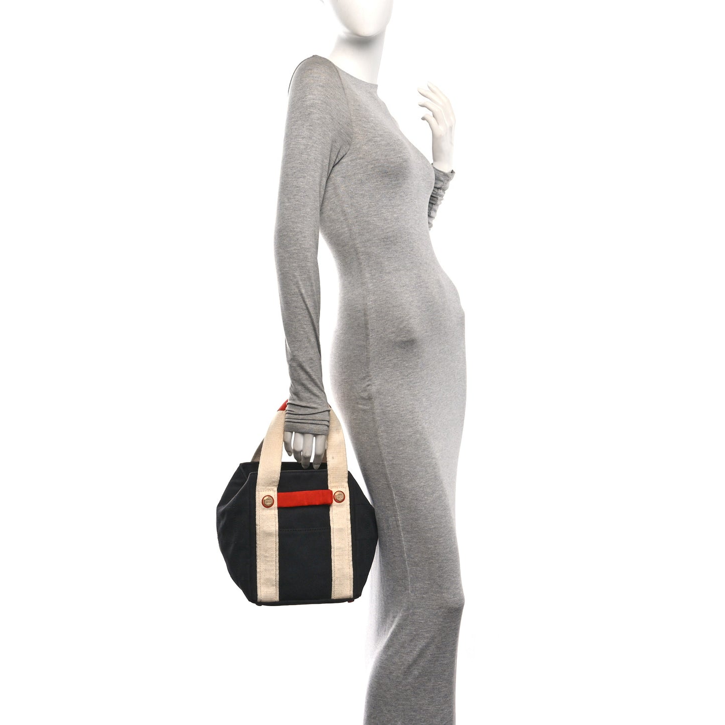 Canvas Bucket Bag White Black Orange