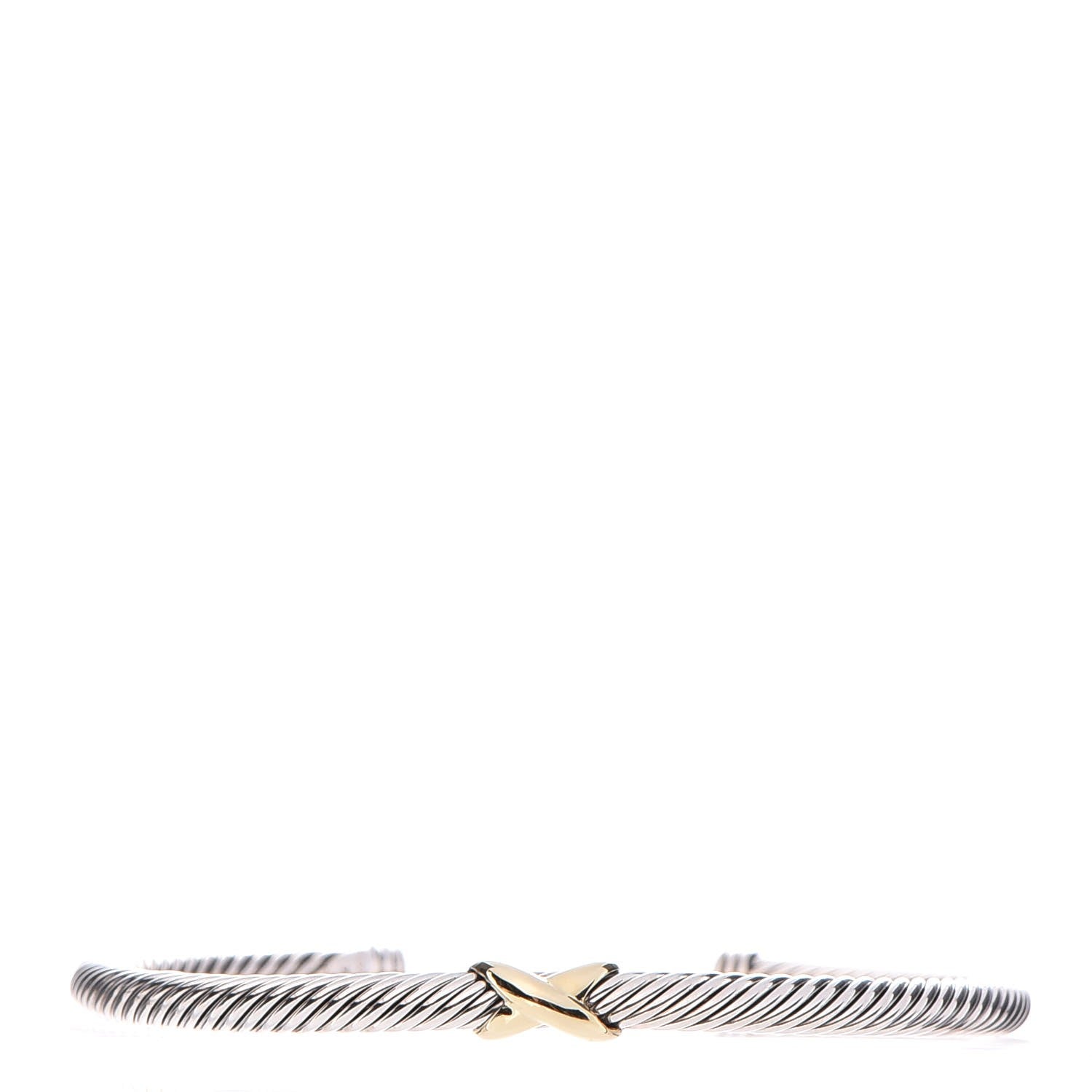 David Yurman Sterling Silver 18K Yellow Gold 4mm X Station Cable Bracelet 1 of 4