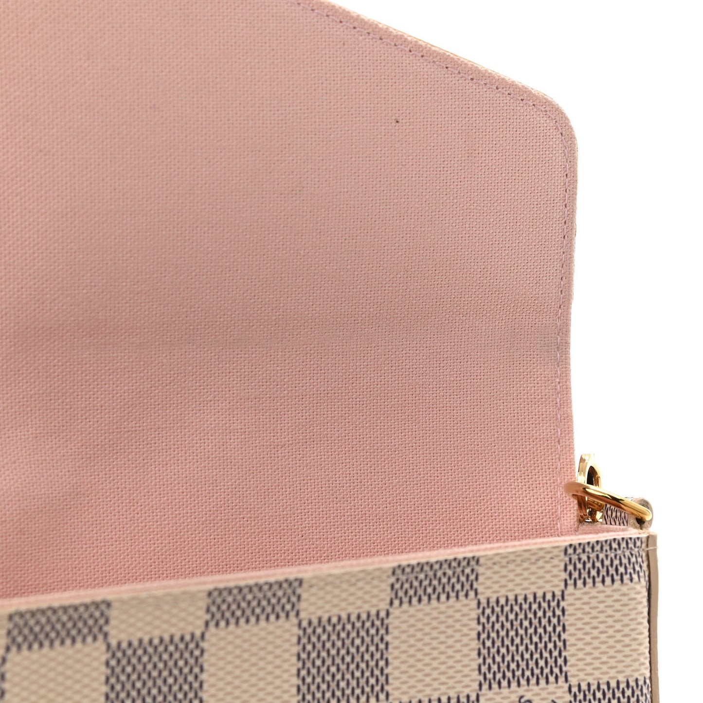 Damier Azur Pochette Felicie Chain Wallet Rose Ballerine
