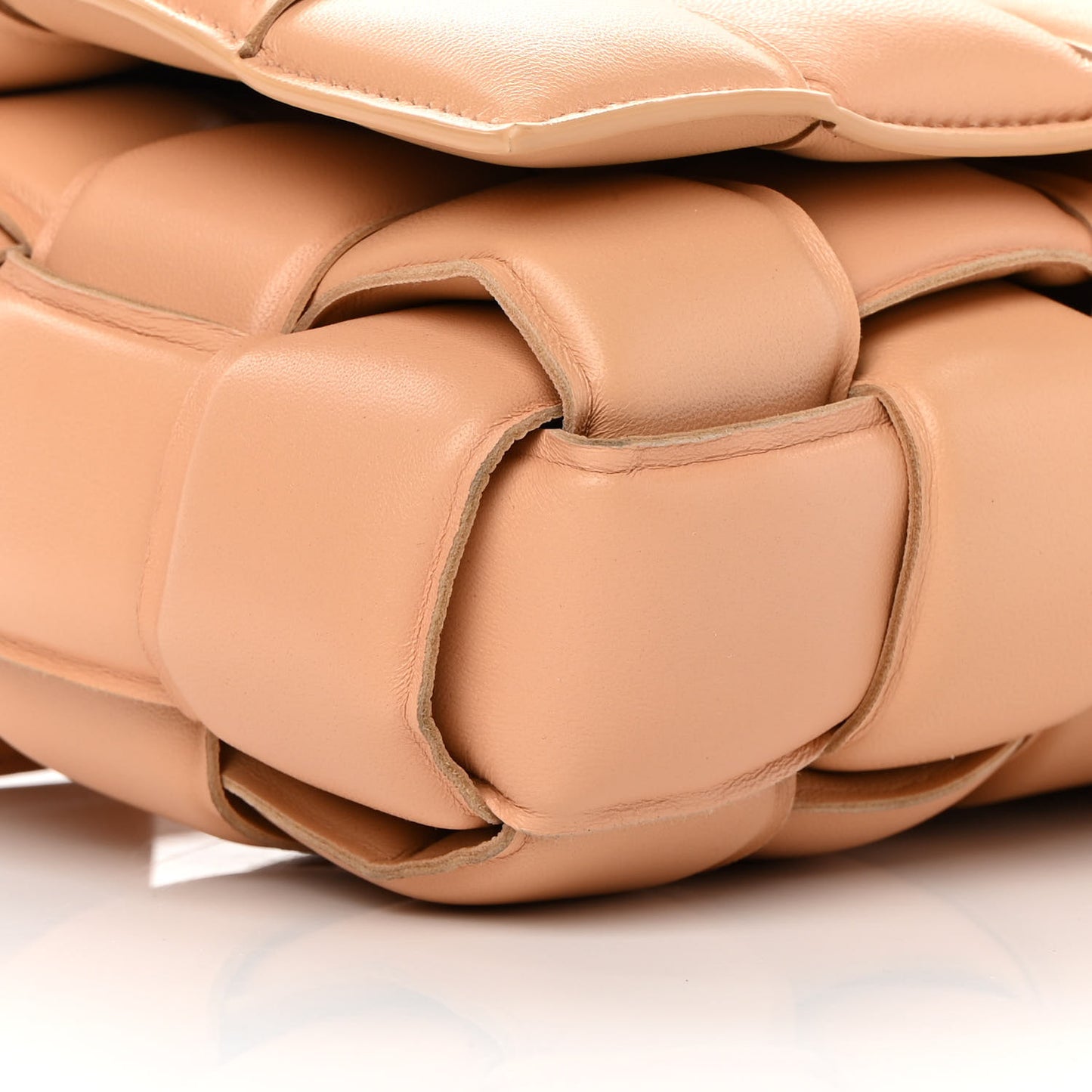 Nappa Maxi Intreccio Padded Cassette Crossbody Bag Almond