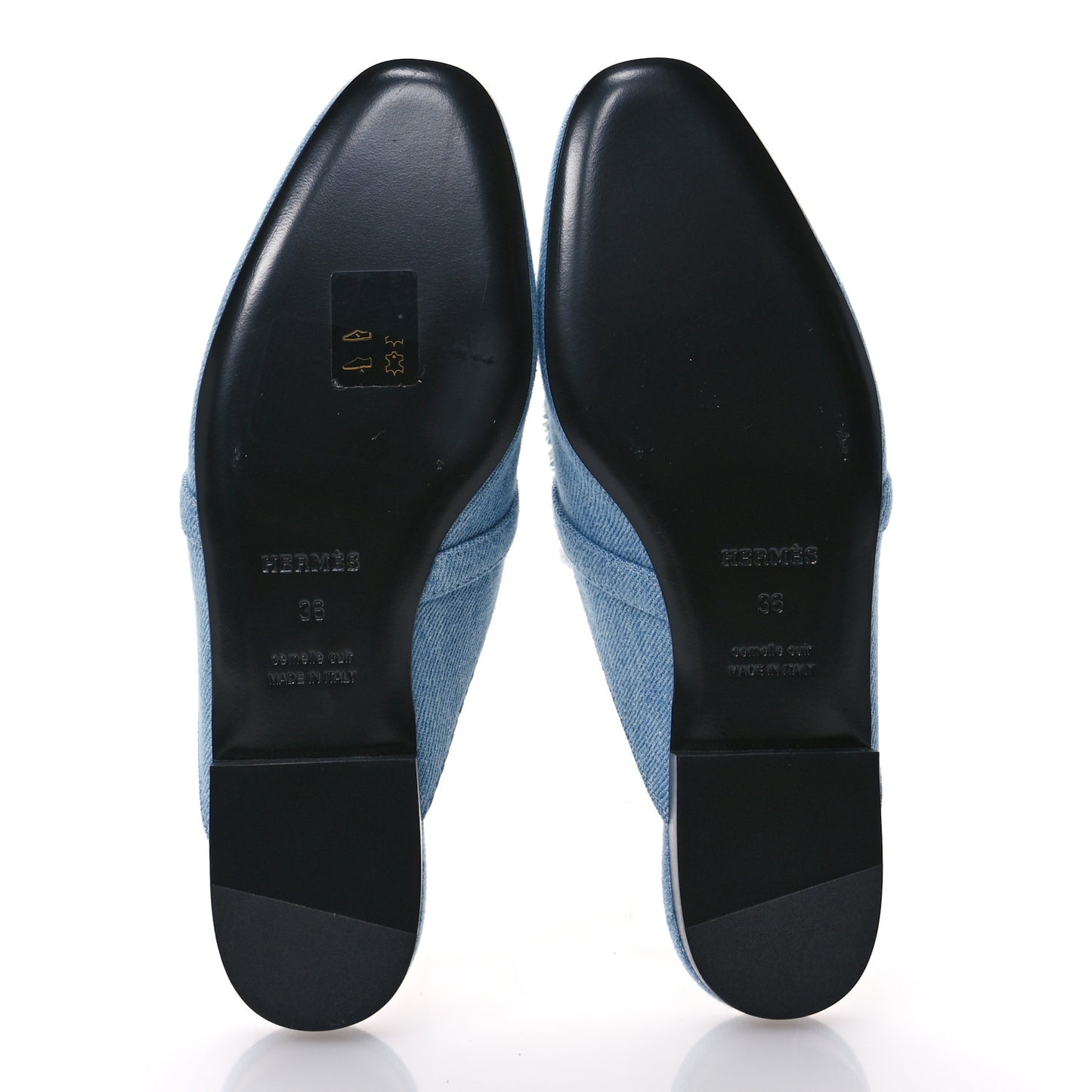 Denim Fringed Oz Mules 36 Bleu Clair