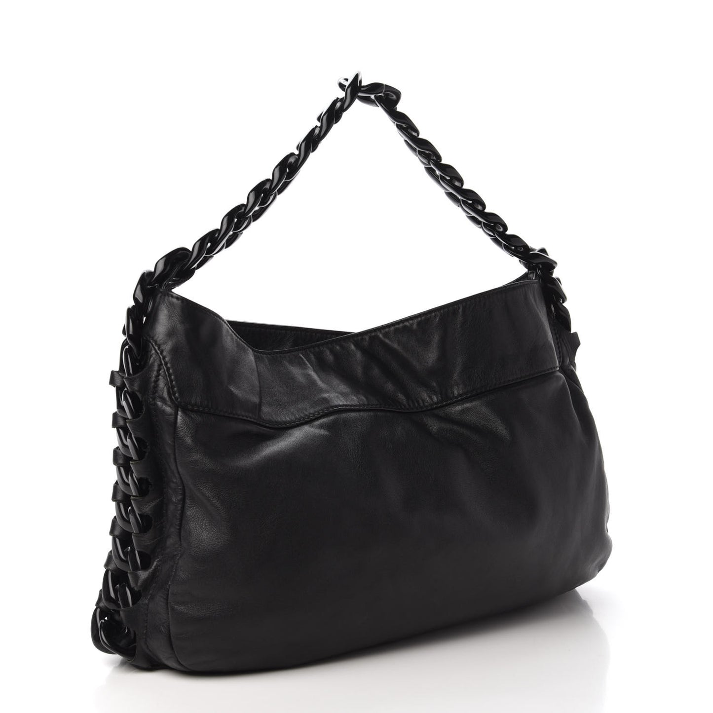 Calfskin Modern Chain Rhodoid Hobo Black