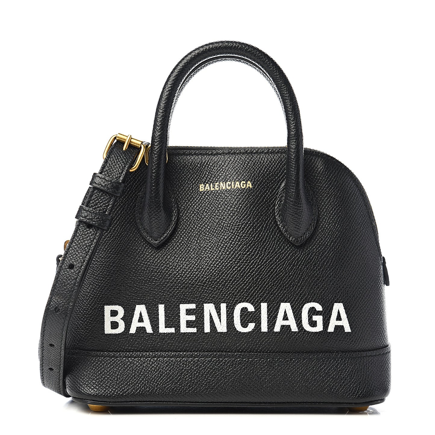 Signature Grained Calfskin XXS Ville Top Handle Bag Black White