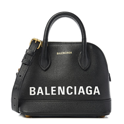 Balenciaga Signature Grained Calfskin XXS Ville Top Handle Bag Black White 1 of 10