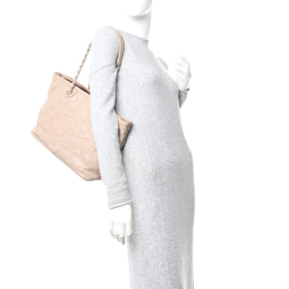 Chanel Grained Calfskin Quilted Small Daily Shopping Tote Beige 2 of 13