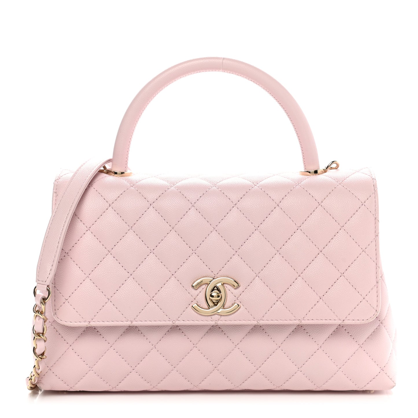 Caviar Quilted Small Coco Handle Flap Light Pink