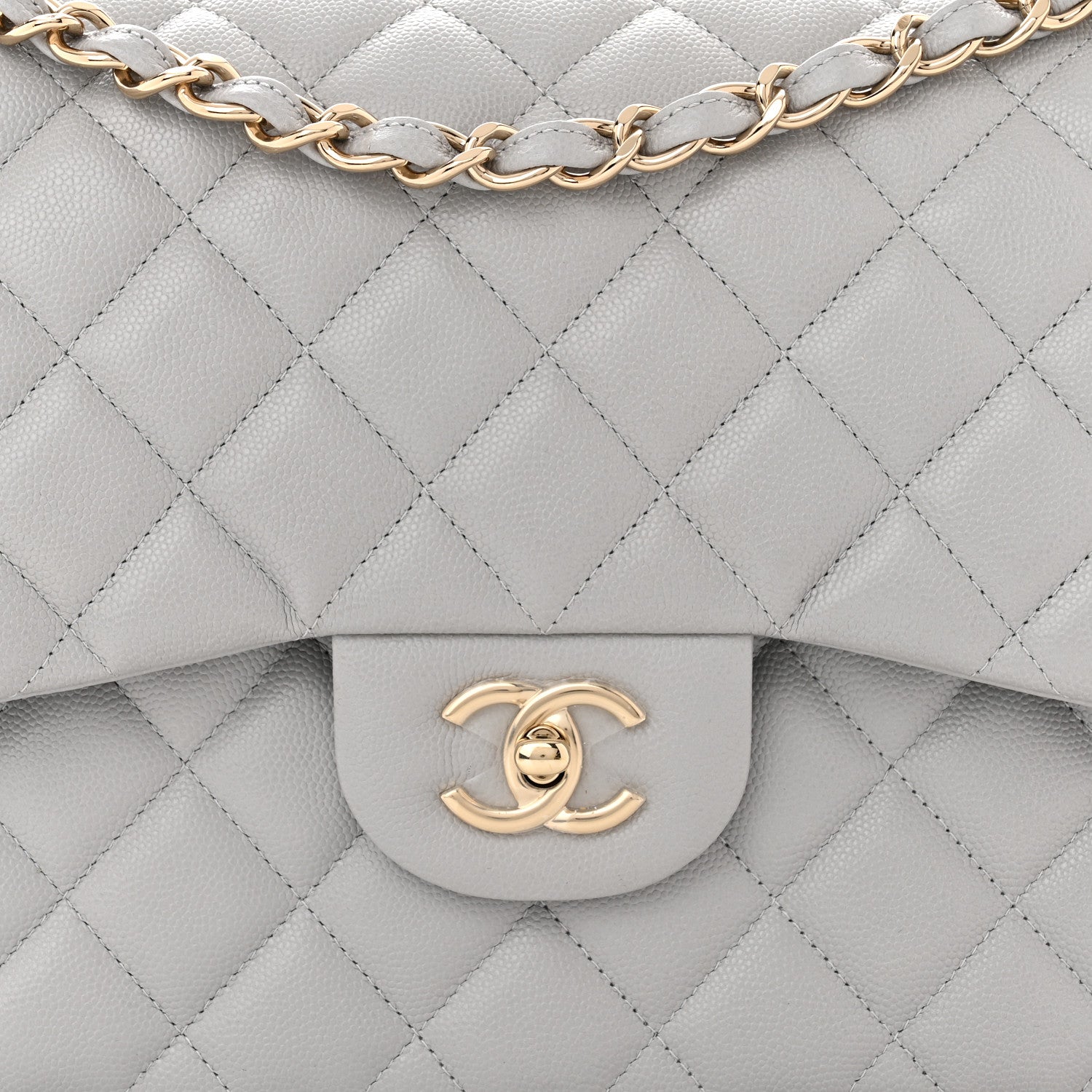 Chanel Caviar Quilted Jumbo Double Flap Grey 8 of 11