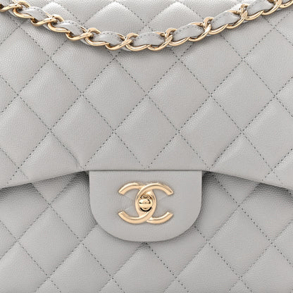 Chanel Caviar Quilted Jumbo Double Flap Grey 8 of 11