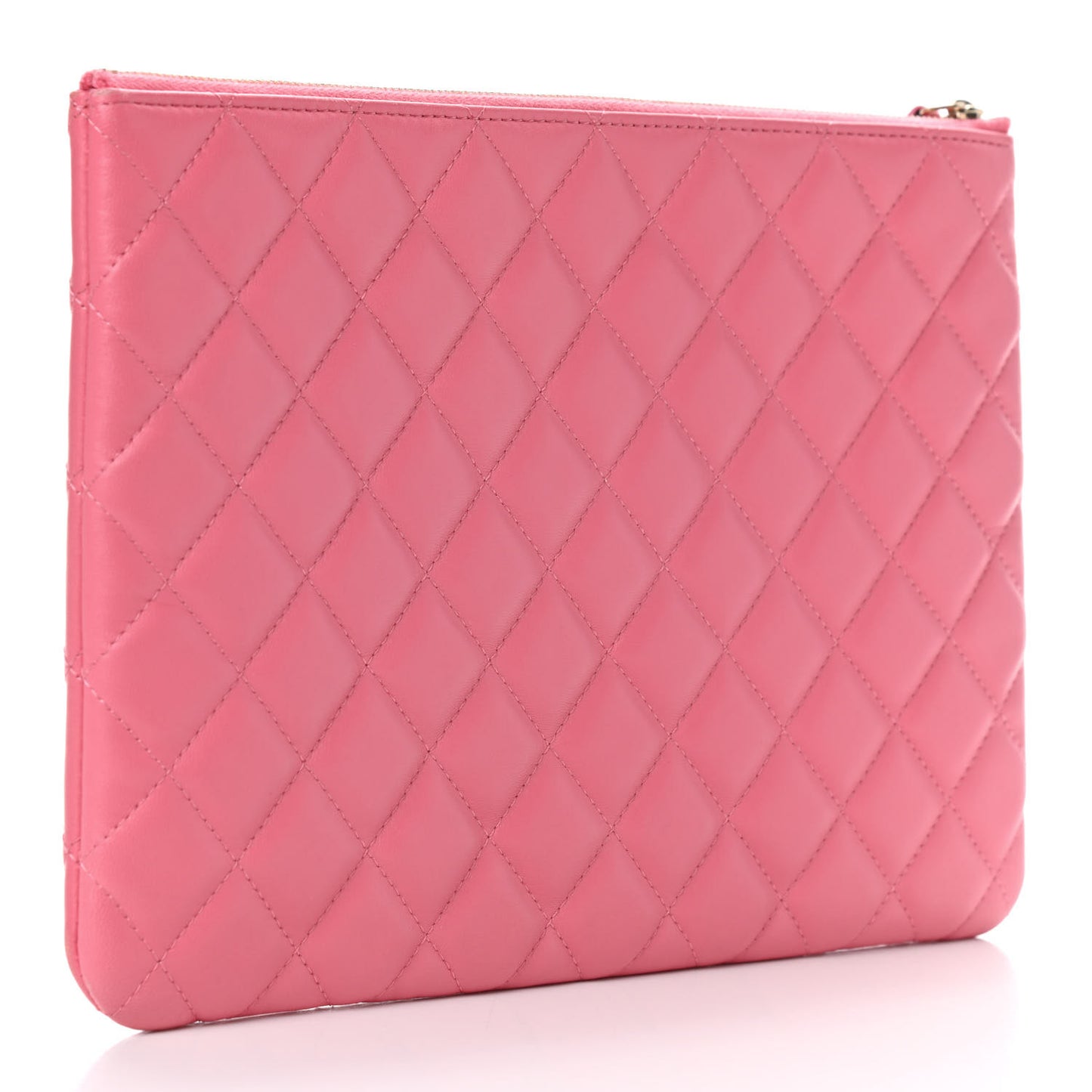 Lambskin Quilted Medium Casino Beauty CC Cosmetic Case Fuchsia