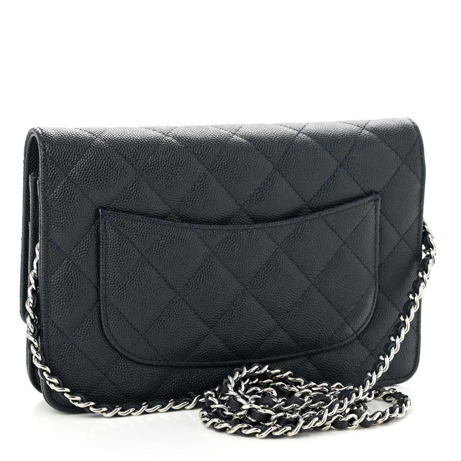 Chanel Caviar Quilted Wallet on Chain WOC Navy Blue 3 of 12