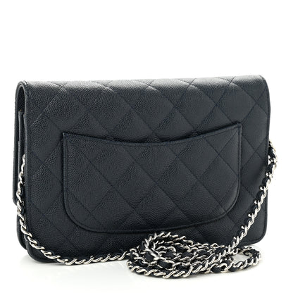 Chanel Caviar Quilted Wallet on Chain WOC Navy Blue 3 of 12