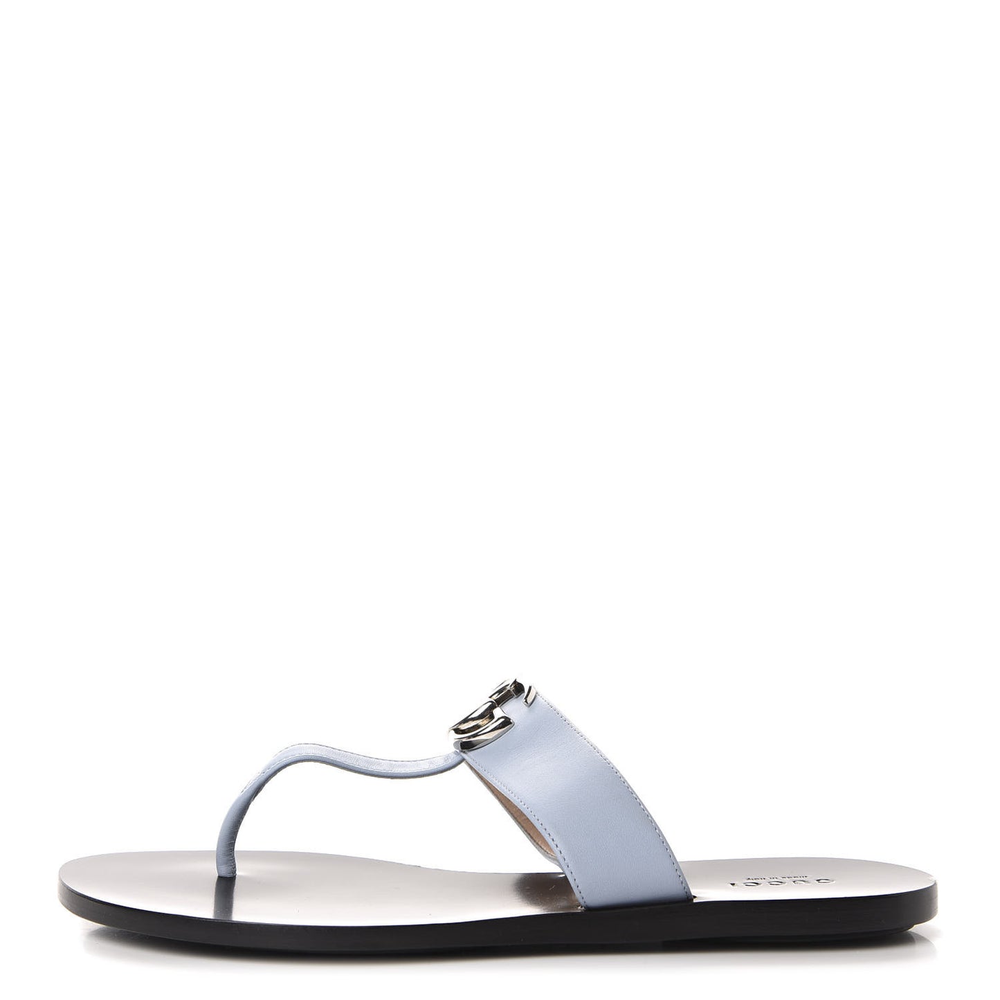 Calfskin GG Marmont Thong Sandals 38.5 Porcelain Light Blue