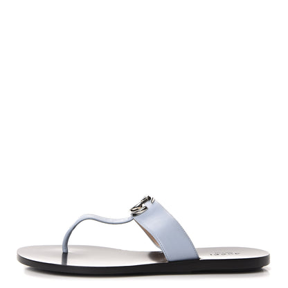 Gucci Calfskin GG Marmont Thong Sandals 38.5 Porcelain Light Blue 1 of 8