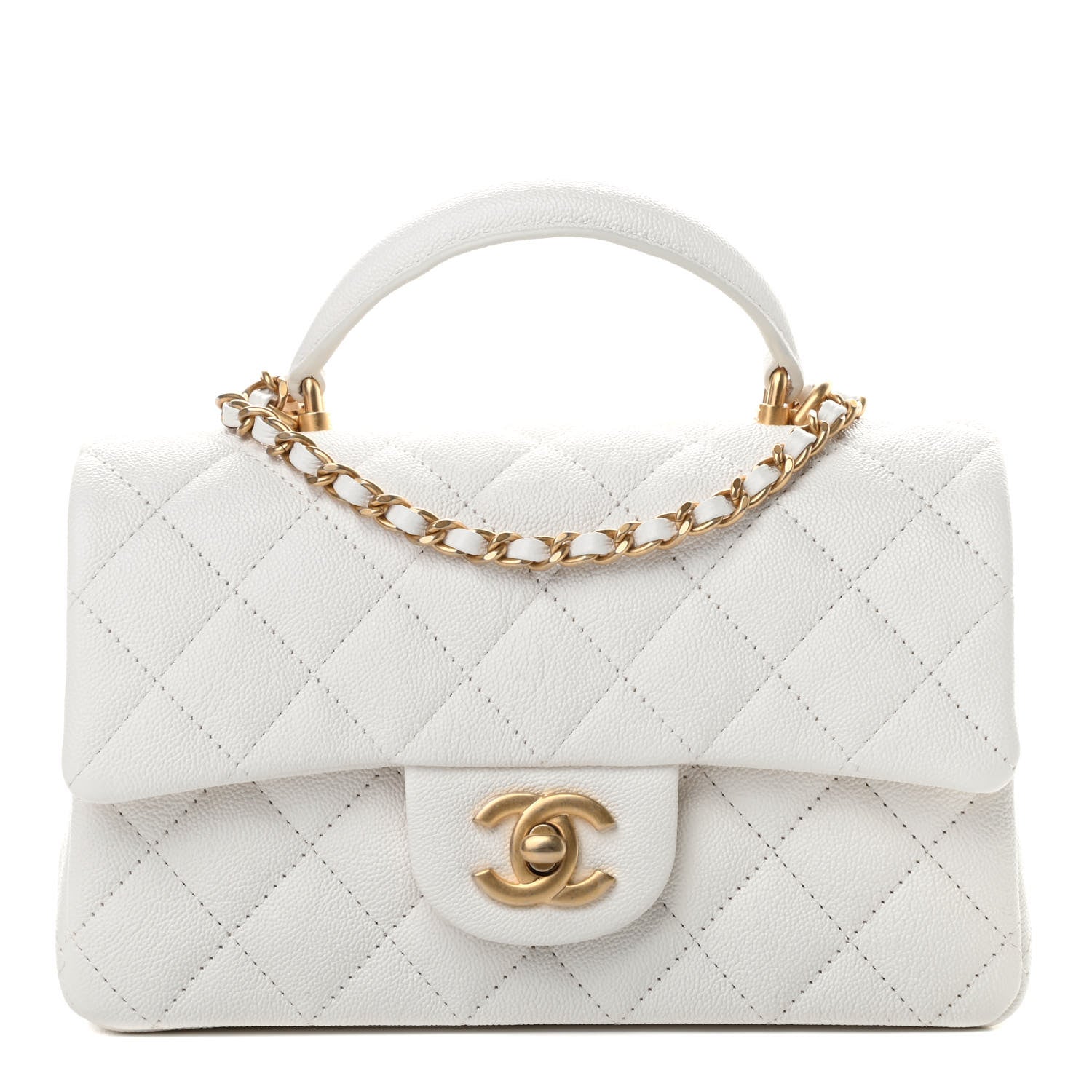 Chanel Caviar Quilted Mini Top Handle Rectangular Flap White 1 of 11