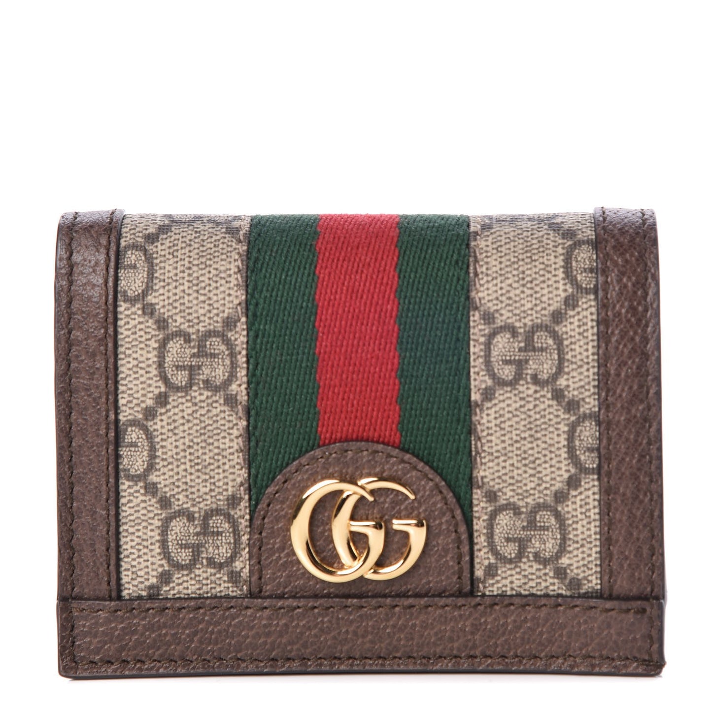 GG Supreme Monogram Web Ophidia Card Case Beige New Acero