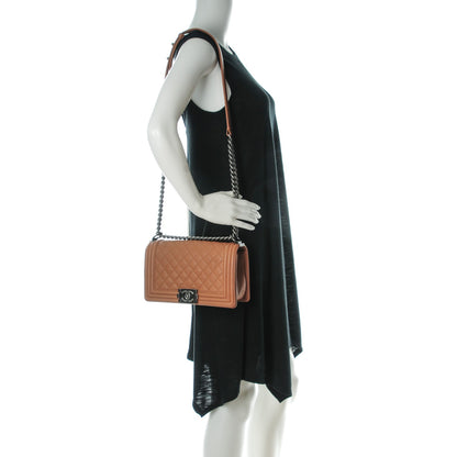 Chanel Caviar Quilted Medium Boy Flap Camel 2 of 8