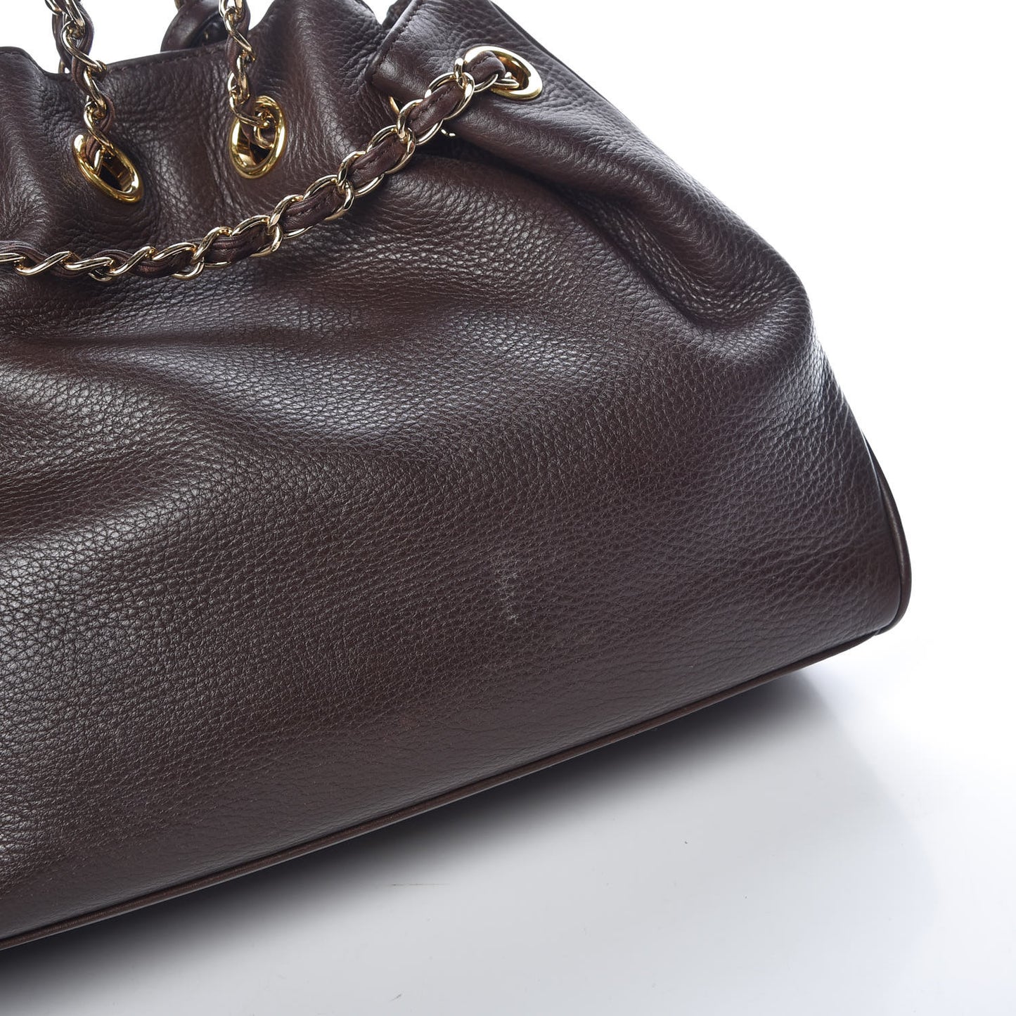 Deerskin Drawstring Shoulder Bag Brown