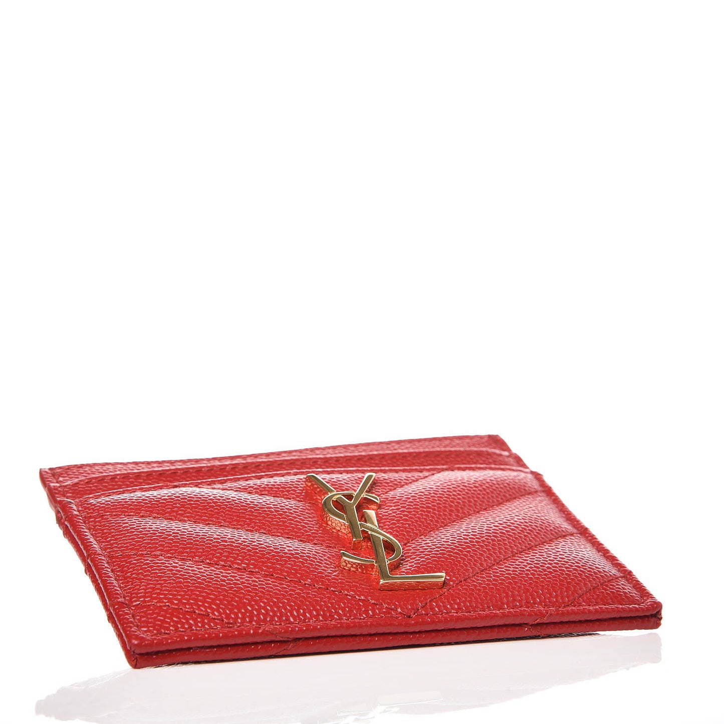 Grain De Poudre Matelasse Chevron Monogram Credit Card Case Bandana Red