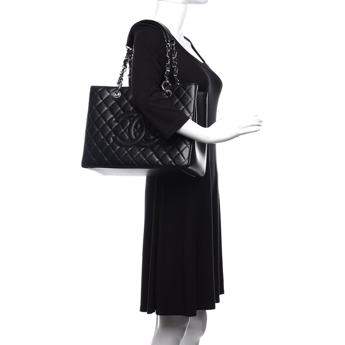 Caviar Quilted Grand Shopping Tote GST Black