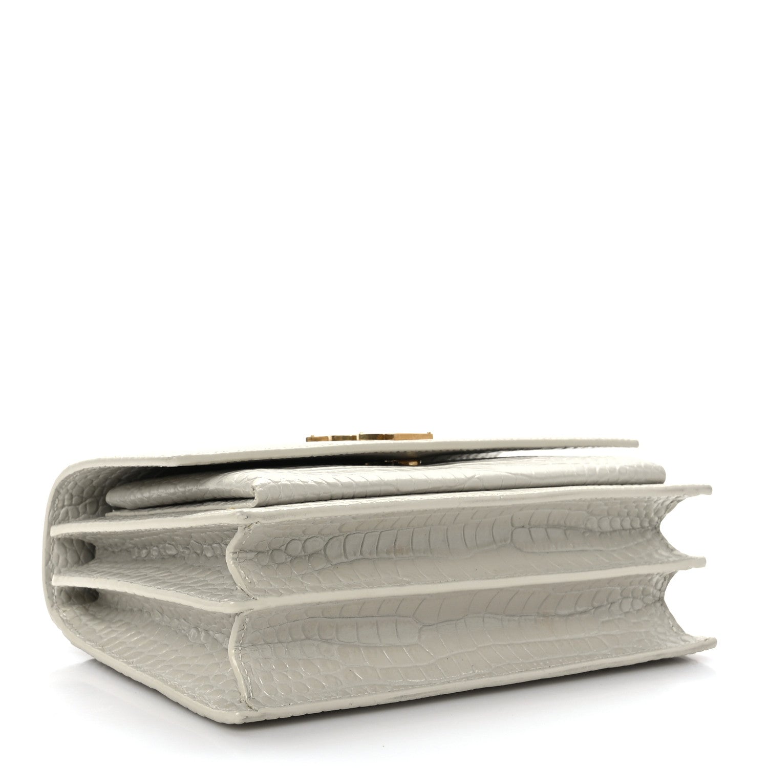 Saint Laurent Calfskin Crocodile Embossed Medium Monogram Sunset Blanc Vintage 4 of 10