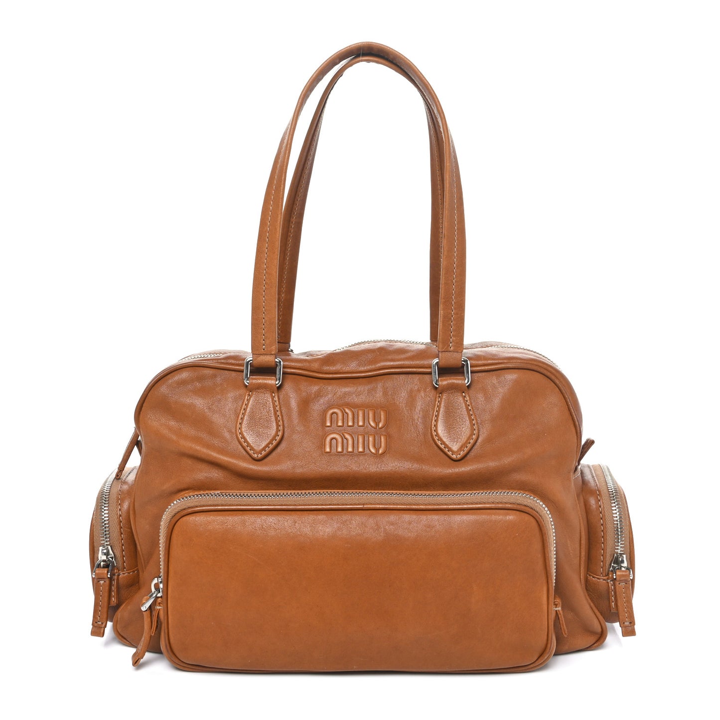 Nappa Top Handle Shoulder Bag Caramel