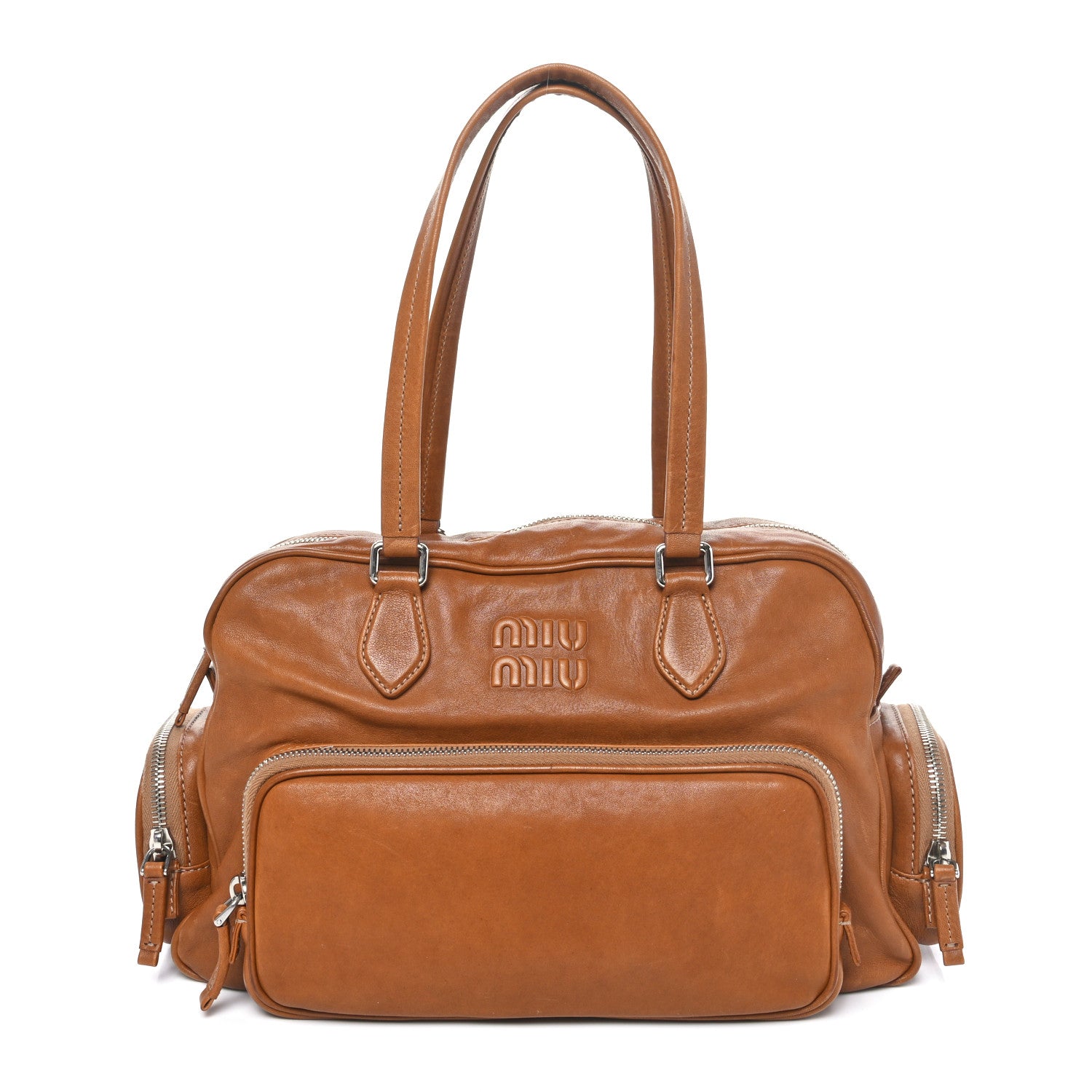 Miu Miu Nappa Top Handle Shoulder Bag Caramel 1 of 9