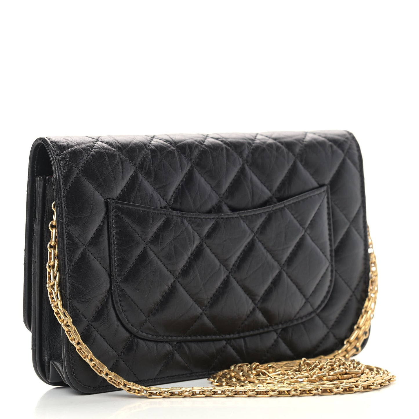 Aged Calfskin Quilted Reissue Wallet On Chain WOC Black