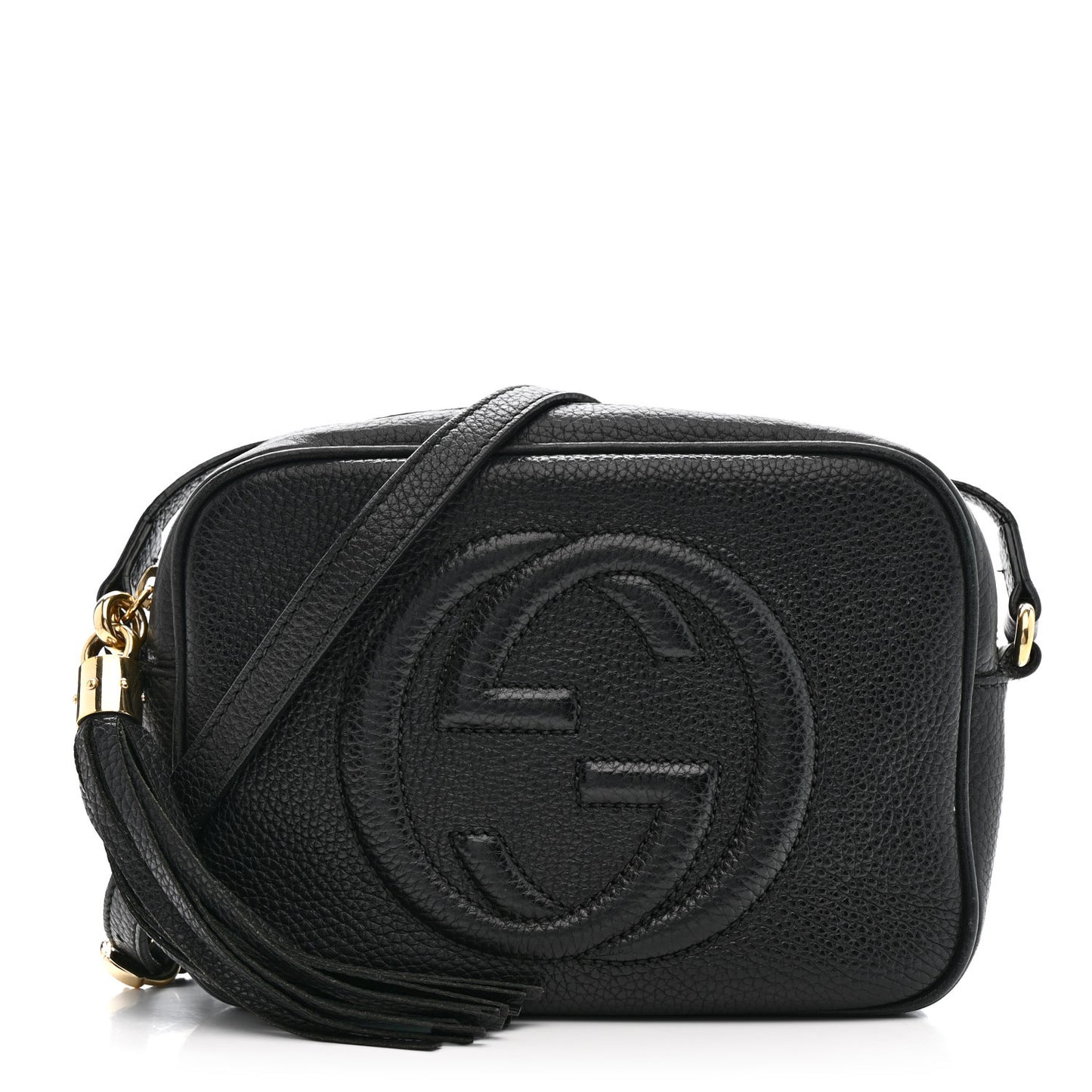 Pebbled Calfskin Small Soho Disco Bag Black