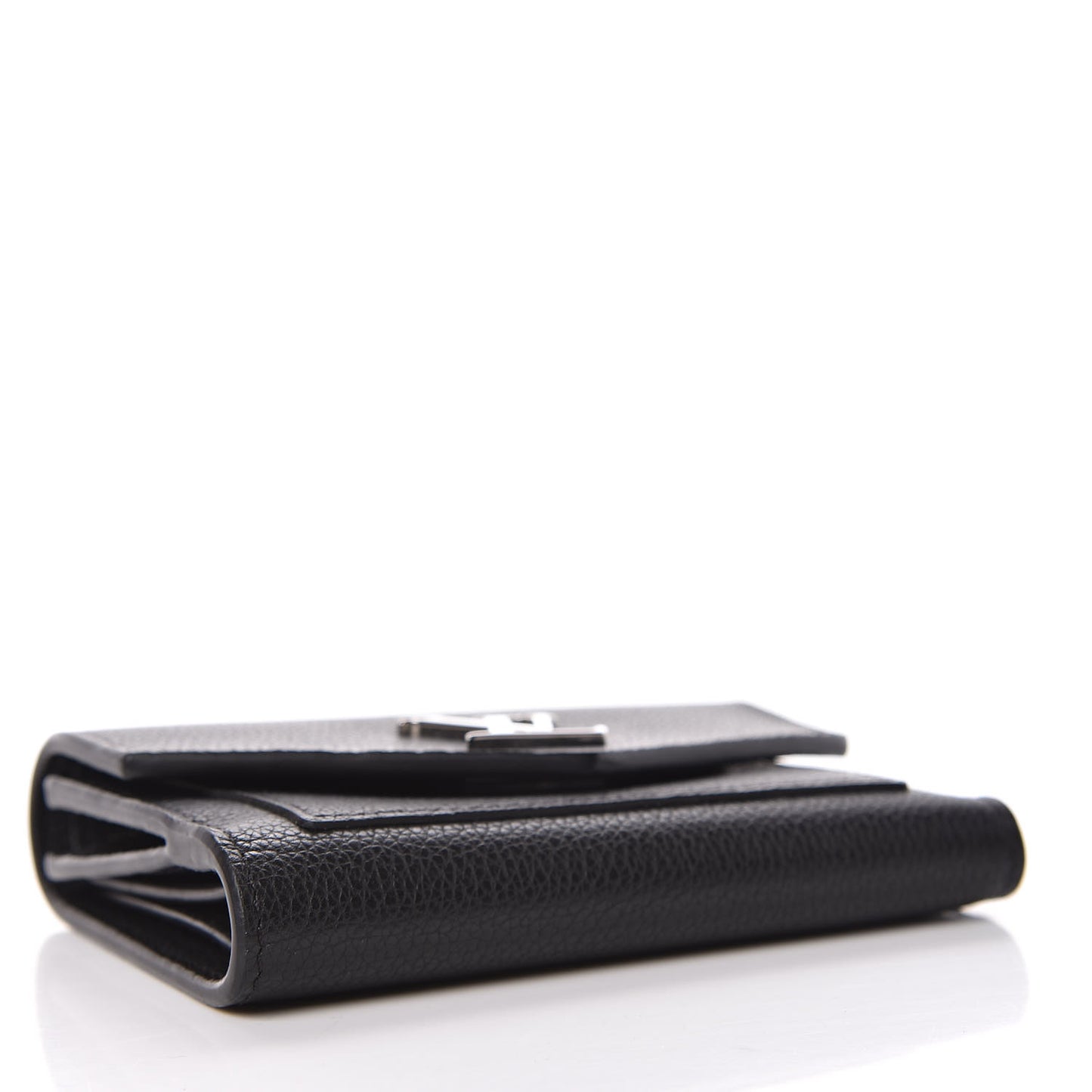 Soft Calfskin My Lockme Compact Wallet Black