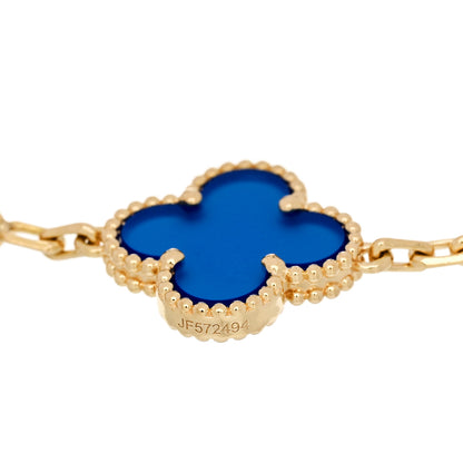 Van Cleef & Arpels 18K Yellow Gold Blue Agate 5 Motifs Vintage Alhambra Bracelet 4 of 4