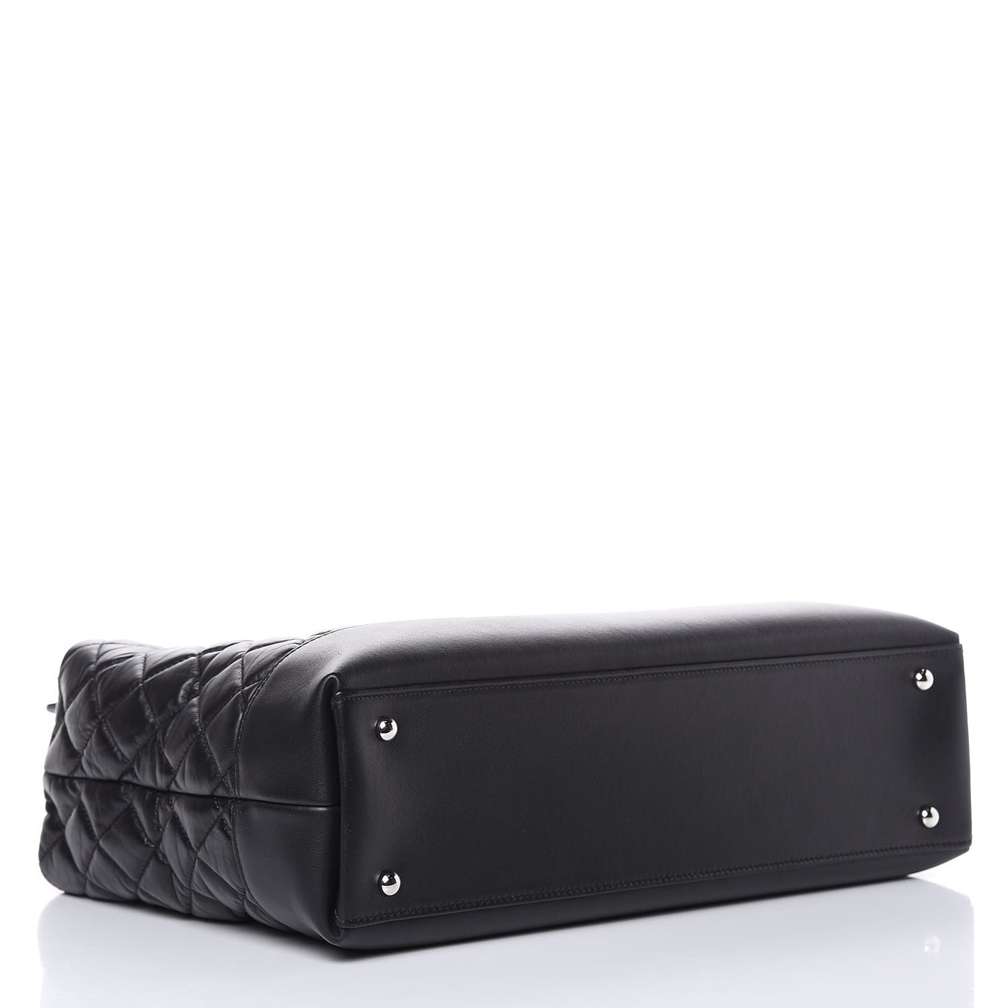 Aged Calfskin Quilted Be CC Tote Black