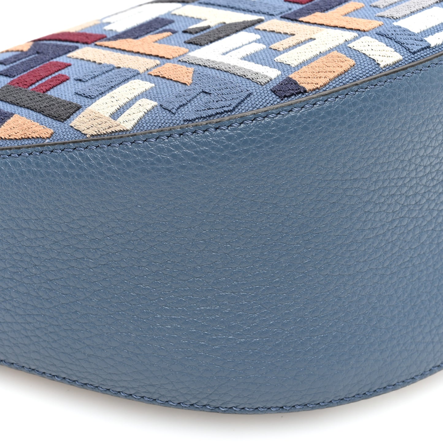 Yarn Canvas FF Multicolor Embroidered Chinese Valentines Small Melon Bag Blue