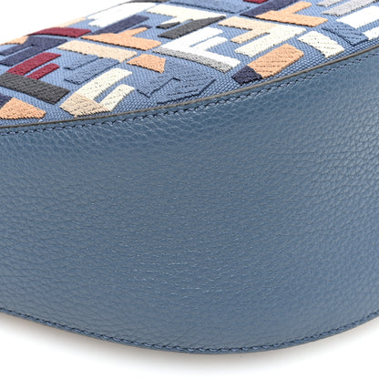 Fendi Yarn Canvas FF Multicolor Embroidered Chinese Valentines Small Melon Bag Blue 9 of 10