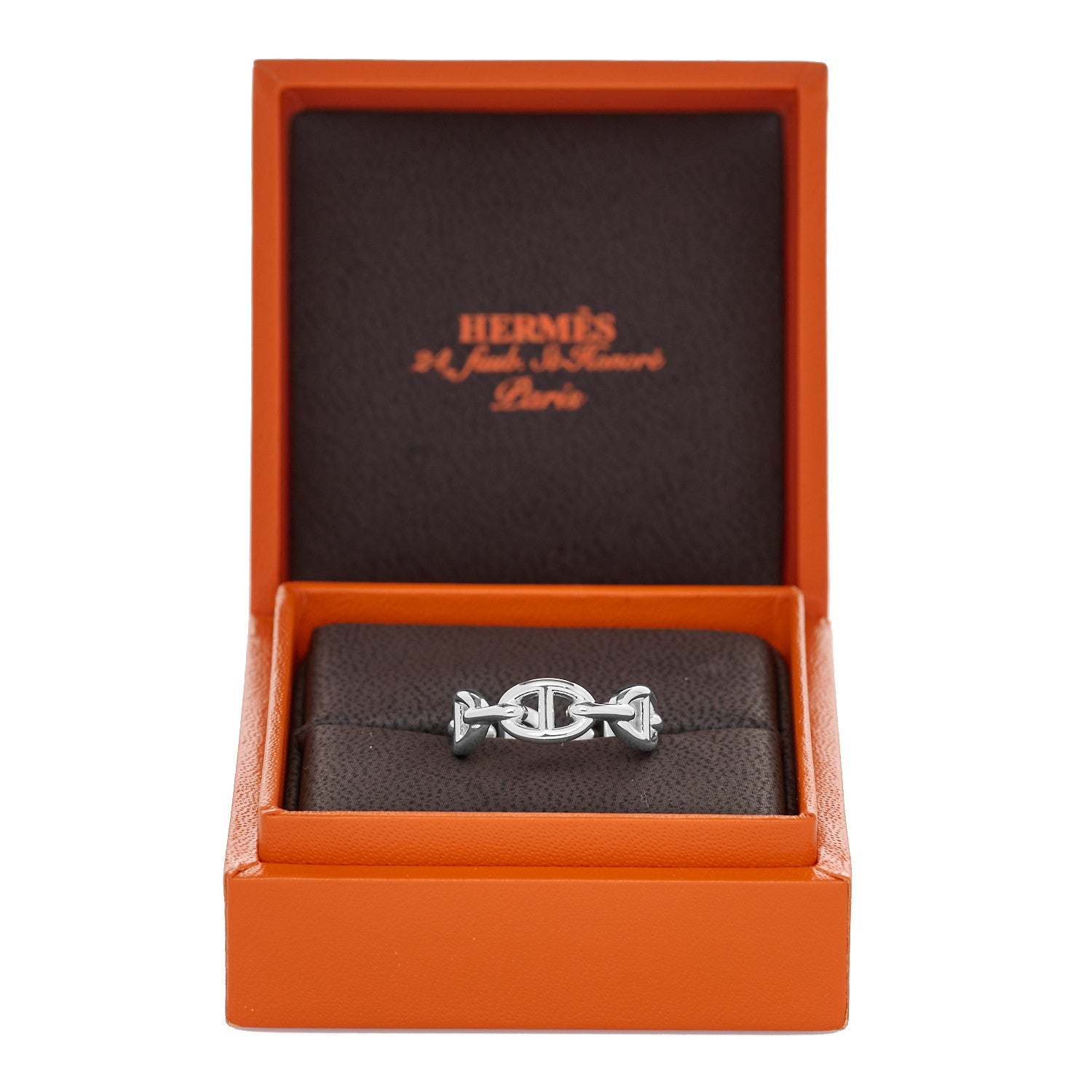 Hermes Sterling Silver PM Chaine d'Ancre Enchainee Band Ring 56 7.5 5 of 5