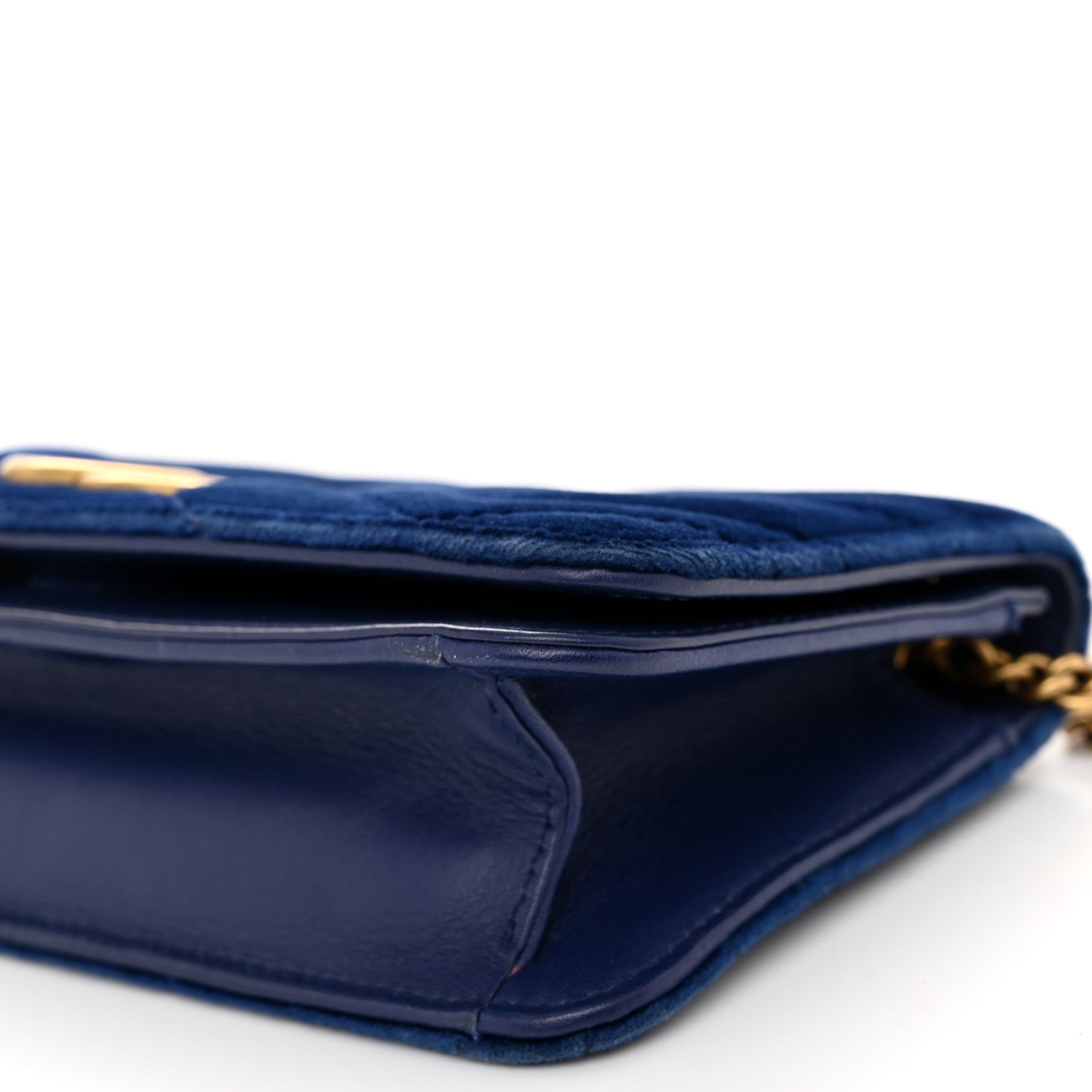 Velvet Matelasse GG Marmont Mini Bag Cobalt Blue