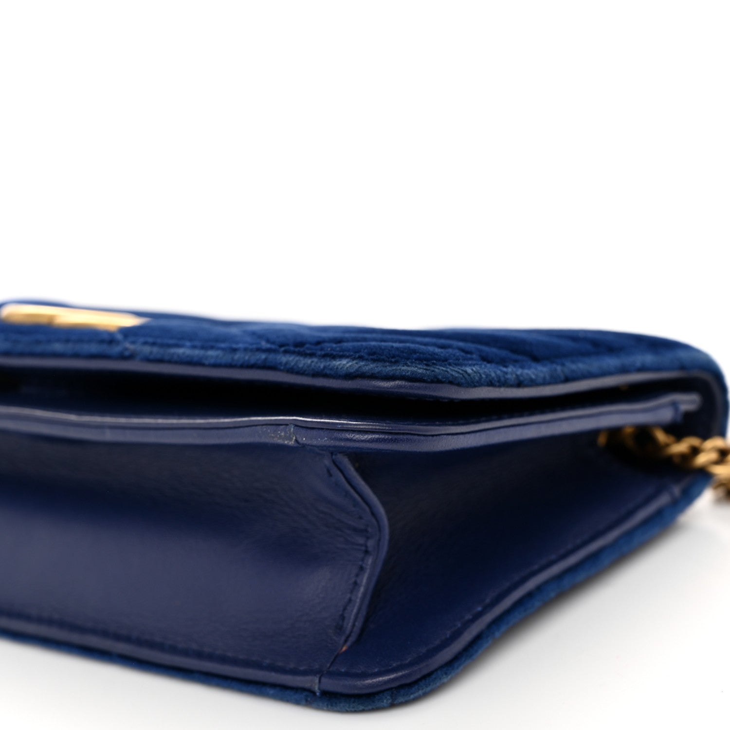 Gucci Velvet Matelasse GG Marmont Mini Bag Cobalt Blue 9 of 11