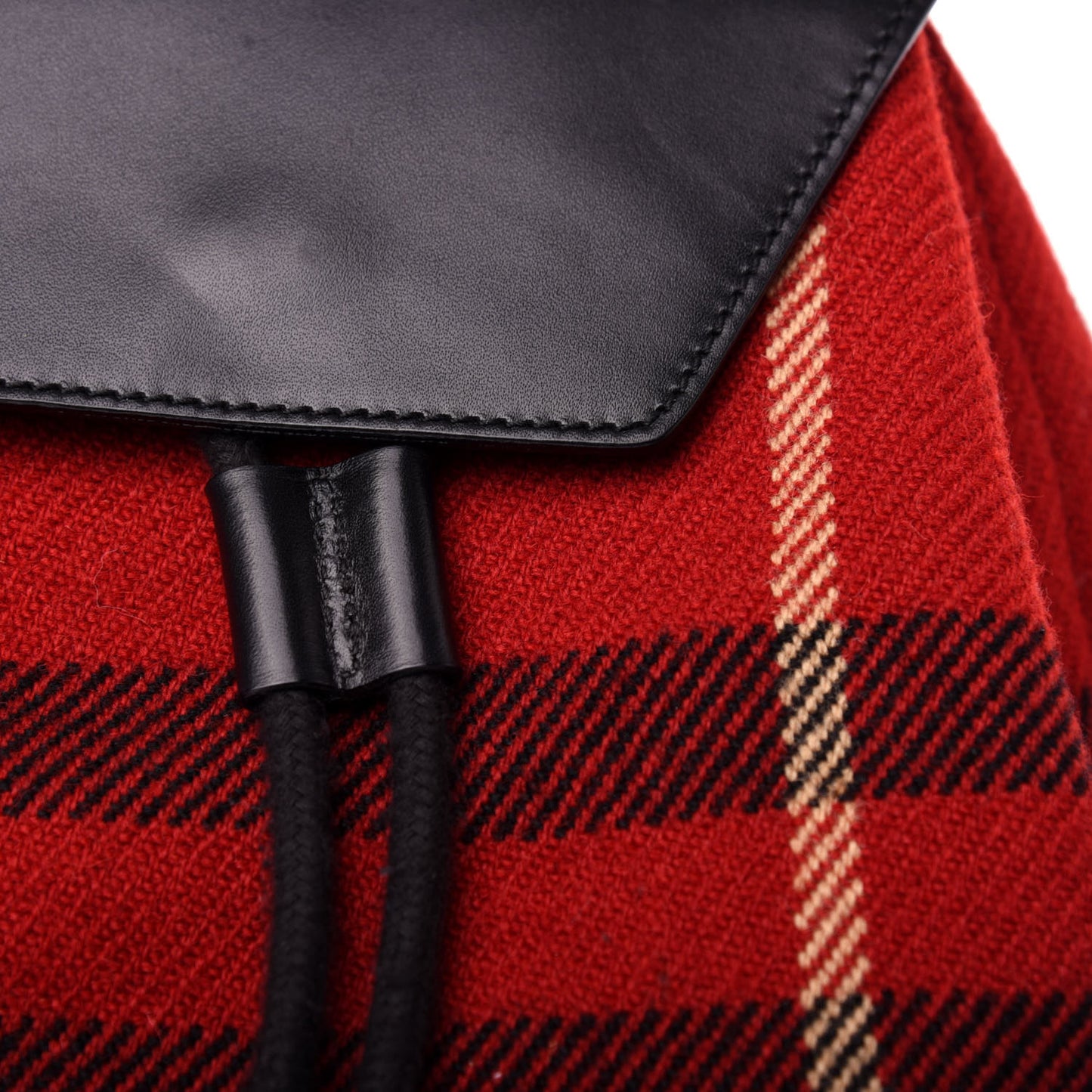 Wool Plaid Check Backpack Red