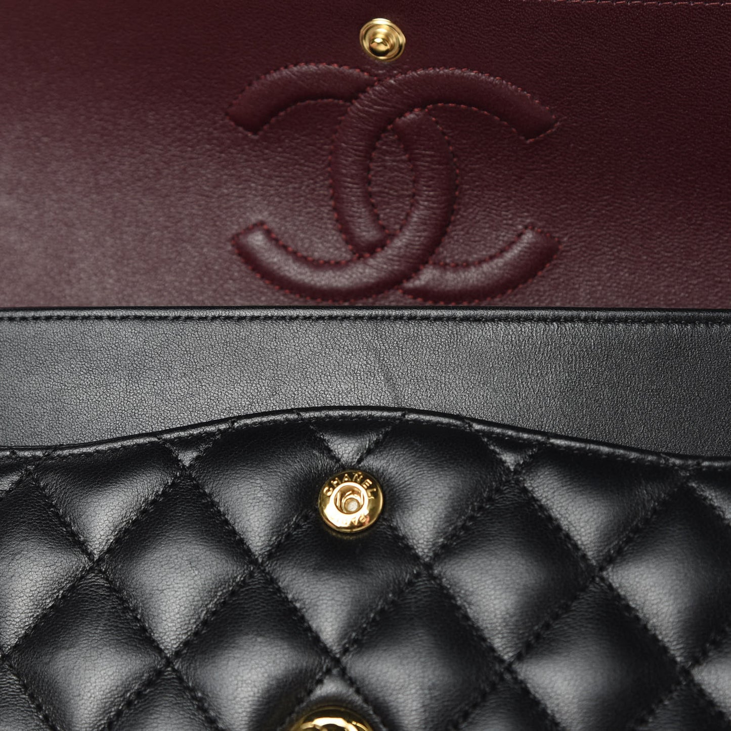 Lambskin Quilted Medium Double Flap Black