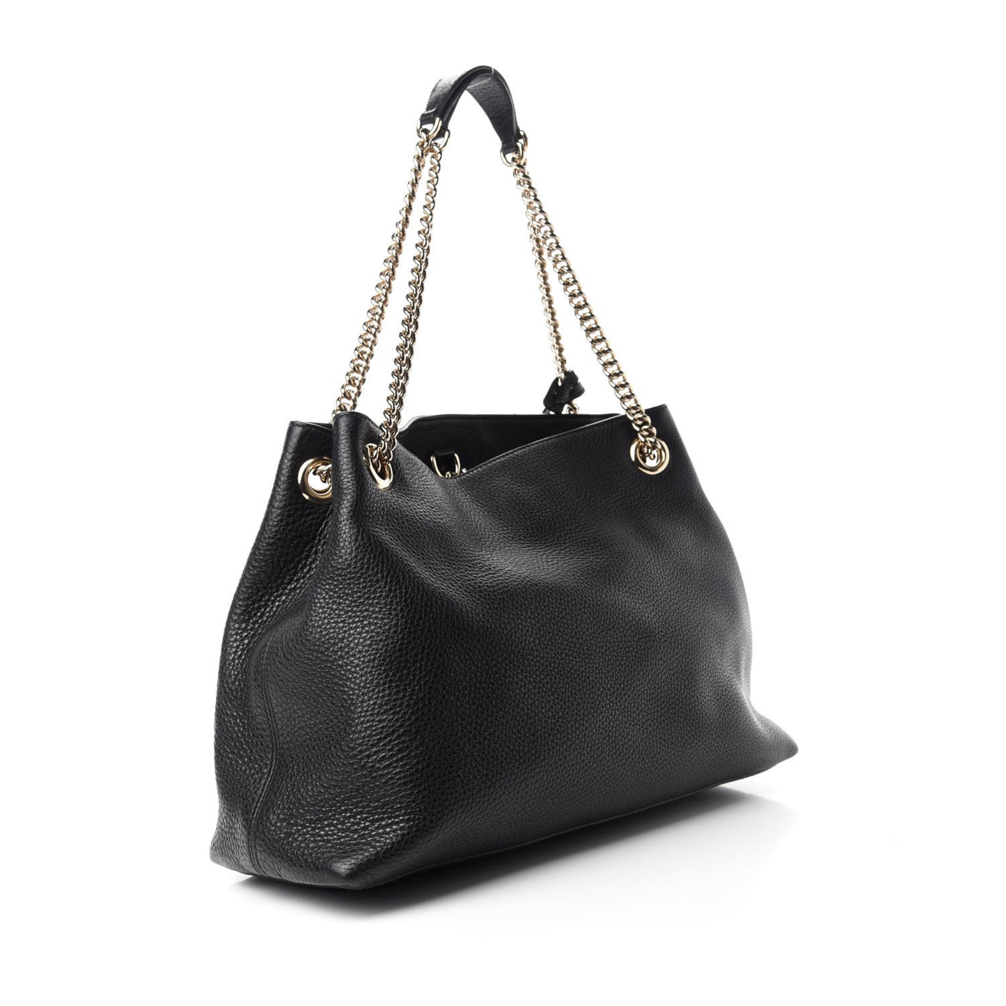 Pebbled Calfskin Medium Soho Chain Shoulder Bag Black