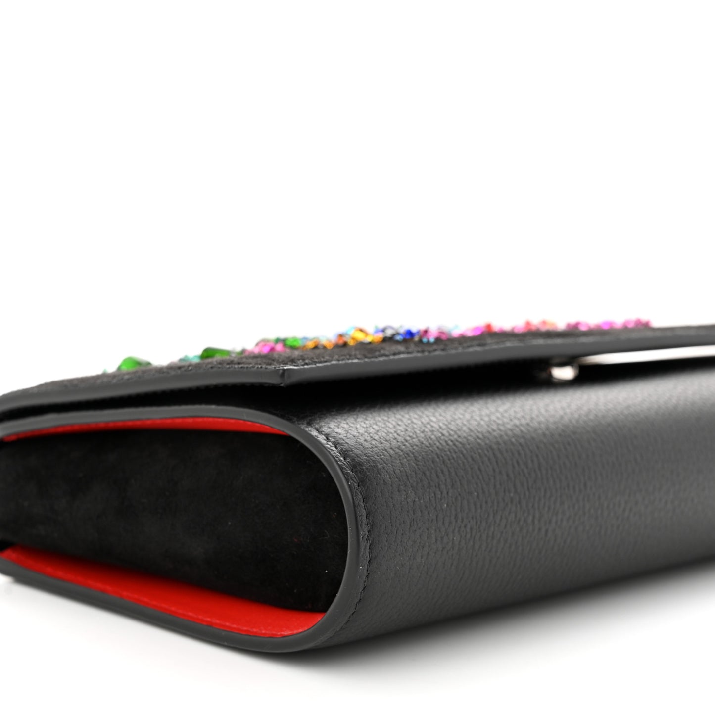 Suede Crystal Embellished Paloma Love Clutch Black Multicolor