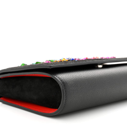 Christian Louboutin Suede Crystal Embellished Paloma Love Clutch Black Multicolor 9 of 11