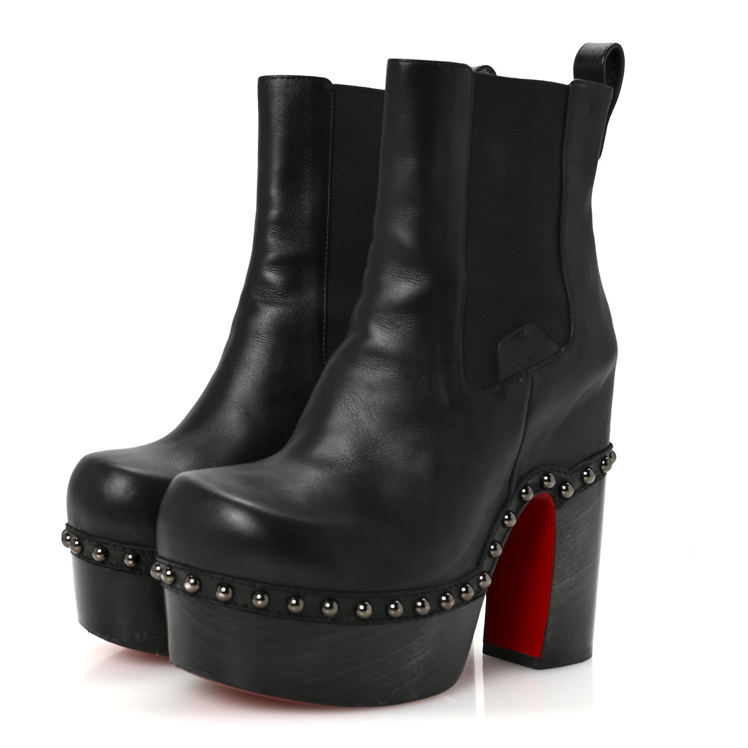 Christian Louboutin Calfskin Studded Joan 130 Booties 37.5 Black 4 of 8