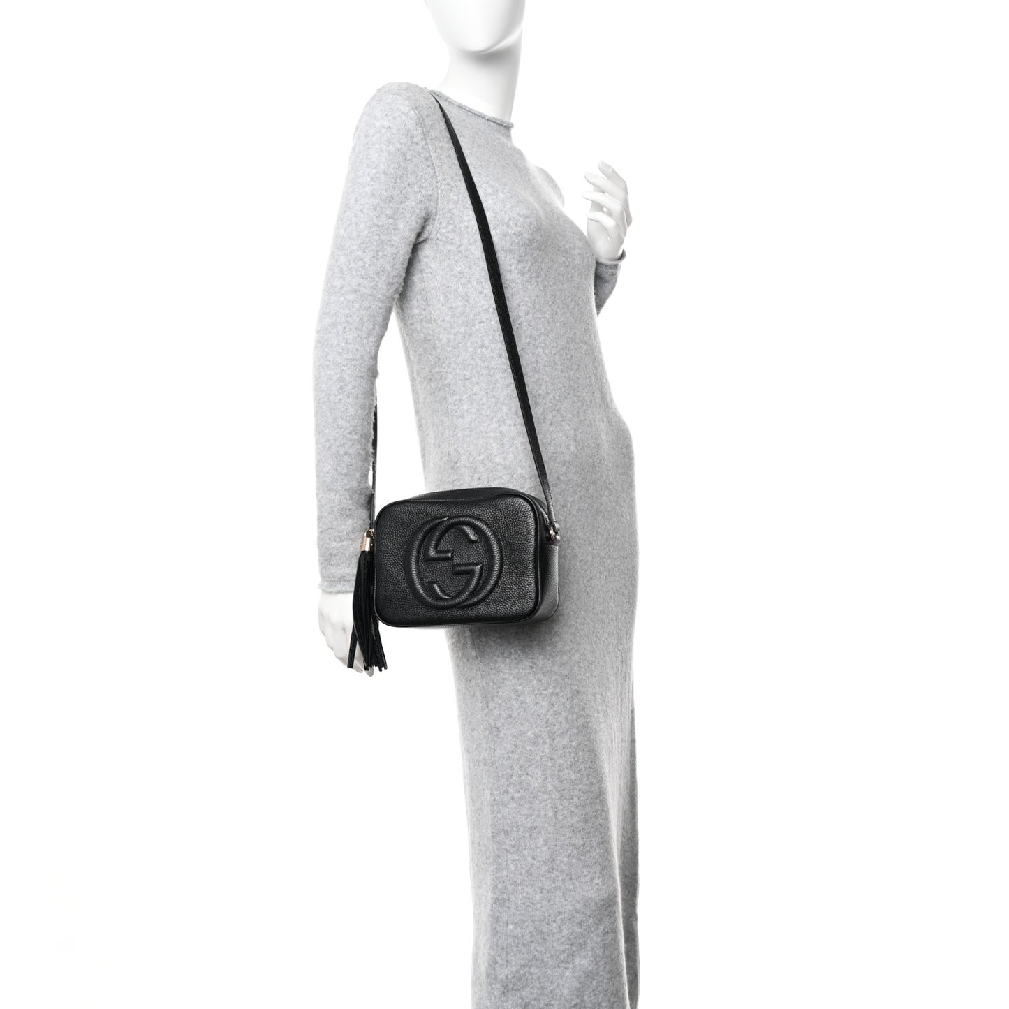 Pebbled Calfskin Small Soho Disco Bag Black