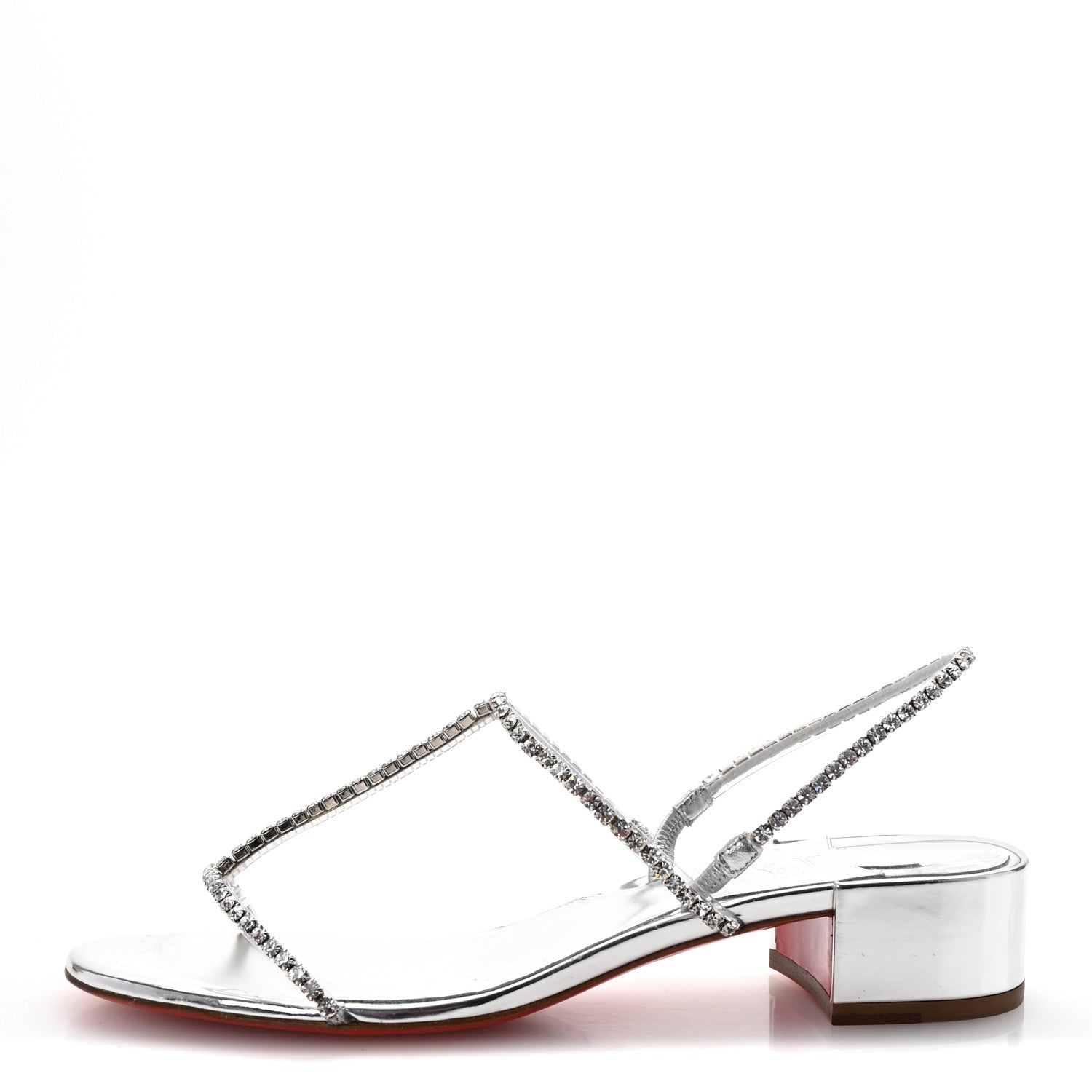 Christian Louboutin Specchio PVC Crystal Simple Queenie Sandals 39 Silver 1 of 9