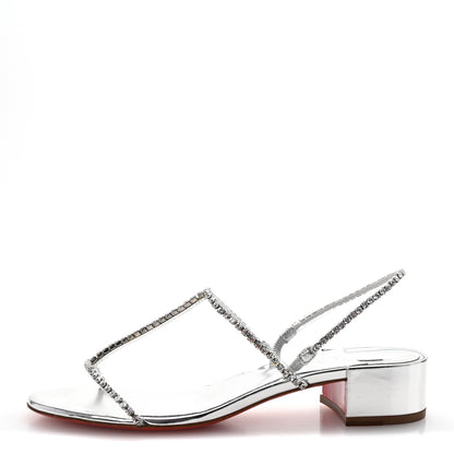 Christian Louboutin Specchio PVC Crystal Simple Queenie Sandals 39 Silver 1 of 9