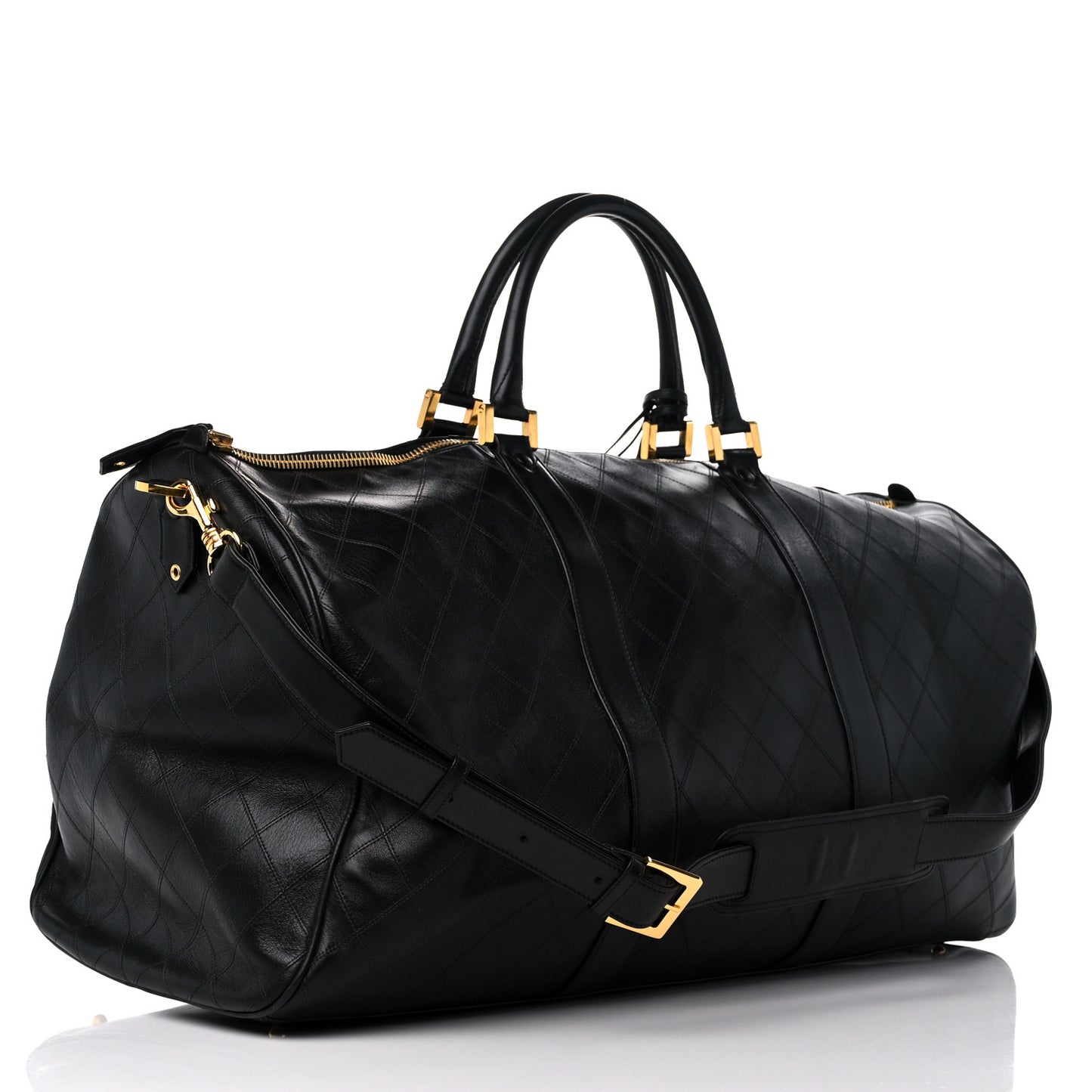Calfskin Stitched Duffel Bag Black
