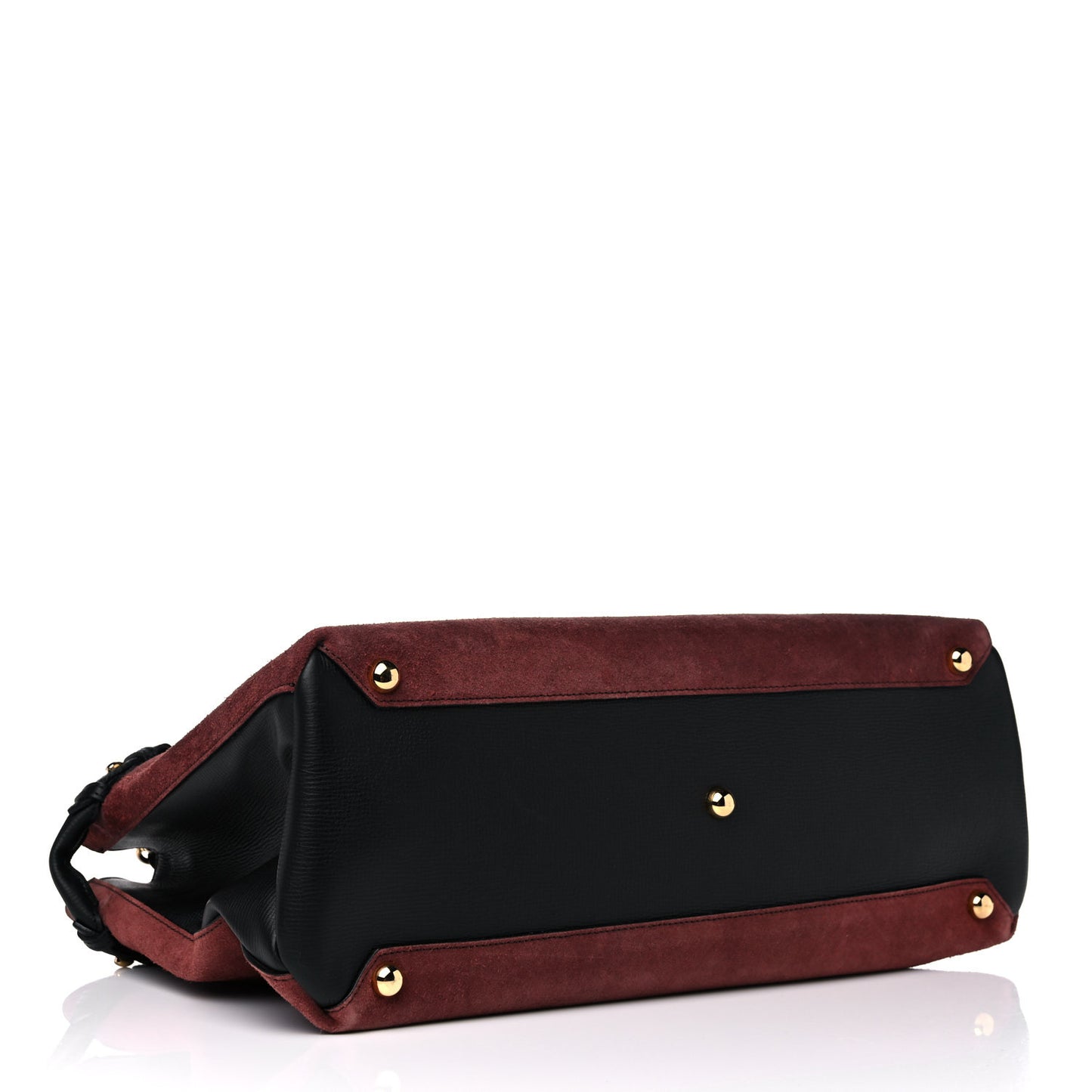 Suede Calfskin House Check Large Banner Tote Mahogany Red