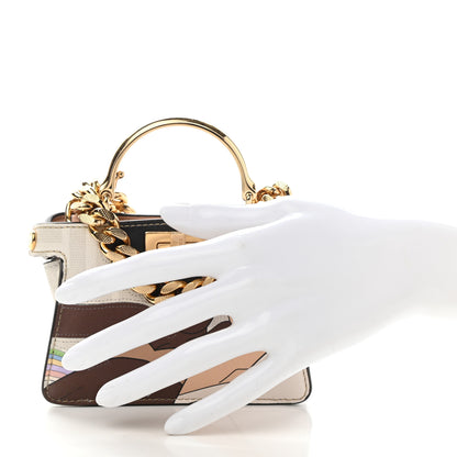 Fendi Glazed Fabric FF Bikini Girls Inlay Nano Peekaboo Maxi Handle Satchel Bianco Perla Multicolor 2 of 7